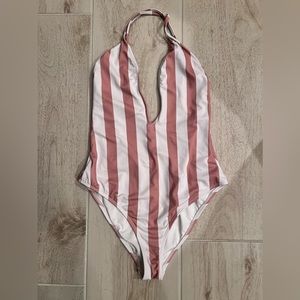 Bathing suite size small white and nude pink
